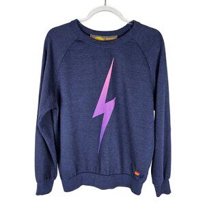 Aviator Nation Bolt Fade Sweatshirt Navy Pink Lightning Small